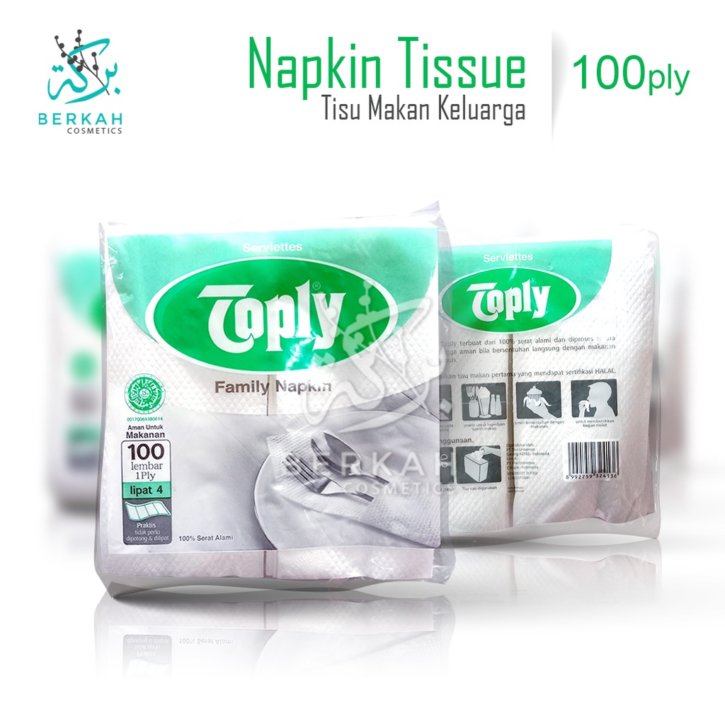 Toply Napkin Tissue | Tisu Makan Lipat 4 100ply Halal