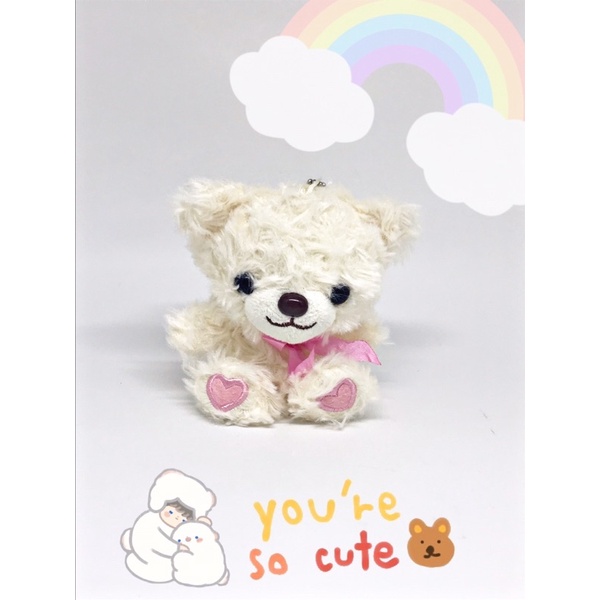 boneka ganci beruang putih bulu