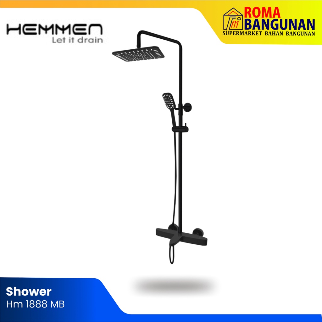 Hemmen Shower Tiang Set Panas Dingin Hitam Shower Coloumn Set Hm 1888 Matte Black