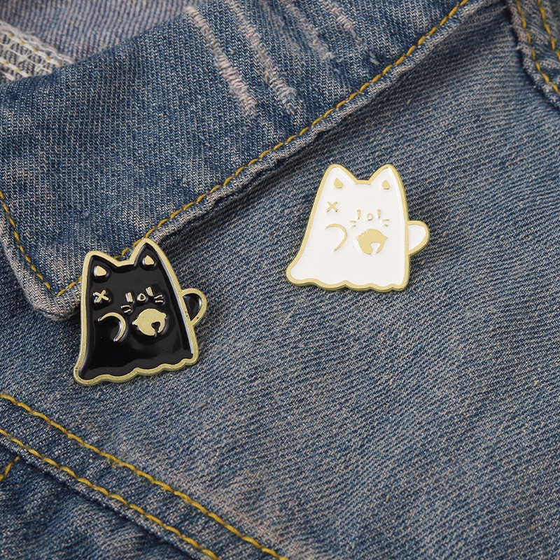 Bros Pin Enamel Bentuk Kucing Lucu 2 Warna Untuk Hadiah Teman