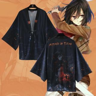 Attack On Titan Levi Mikasa Ackerman Cloak Yukata Cosplay Costume Shingeki No Kyojin Japanese Kimono Haori Shopee Indonesia