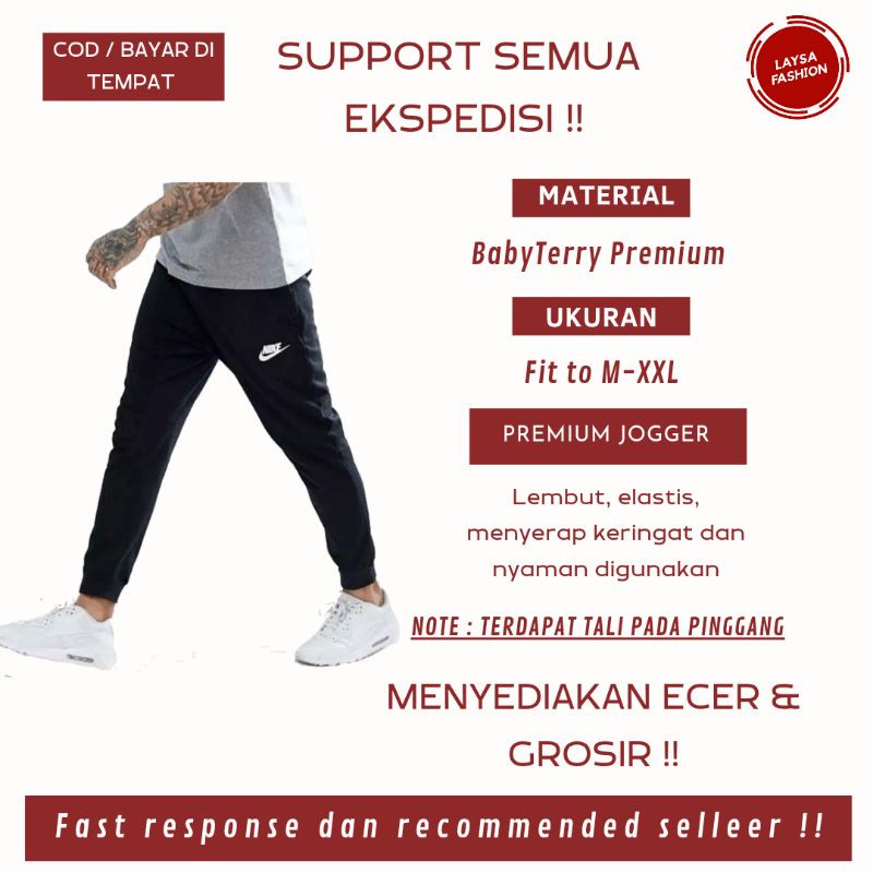 COD Satuan dan Grosir Murah Celana Joger Jogger Polos Hitam Training Panjang Polos Celana Olahraga Celana Panjang Jogger Joger Training Sweatpants Olahraga Polos Hitam Logo Nike Termurah Bandung Celana Panjang Olahraga Running Gym Gowes Sepeda Polos Hitam