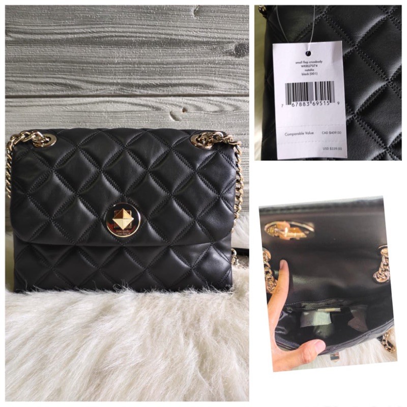Kate Spade Natalia Flap Turnlock Small Quilted Black