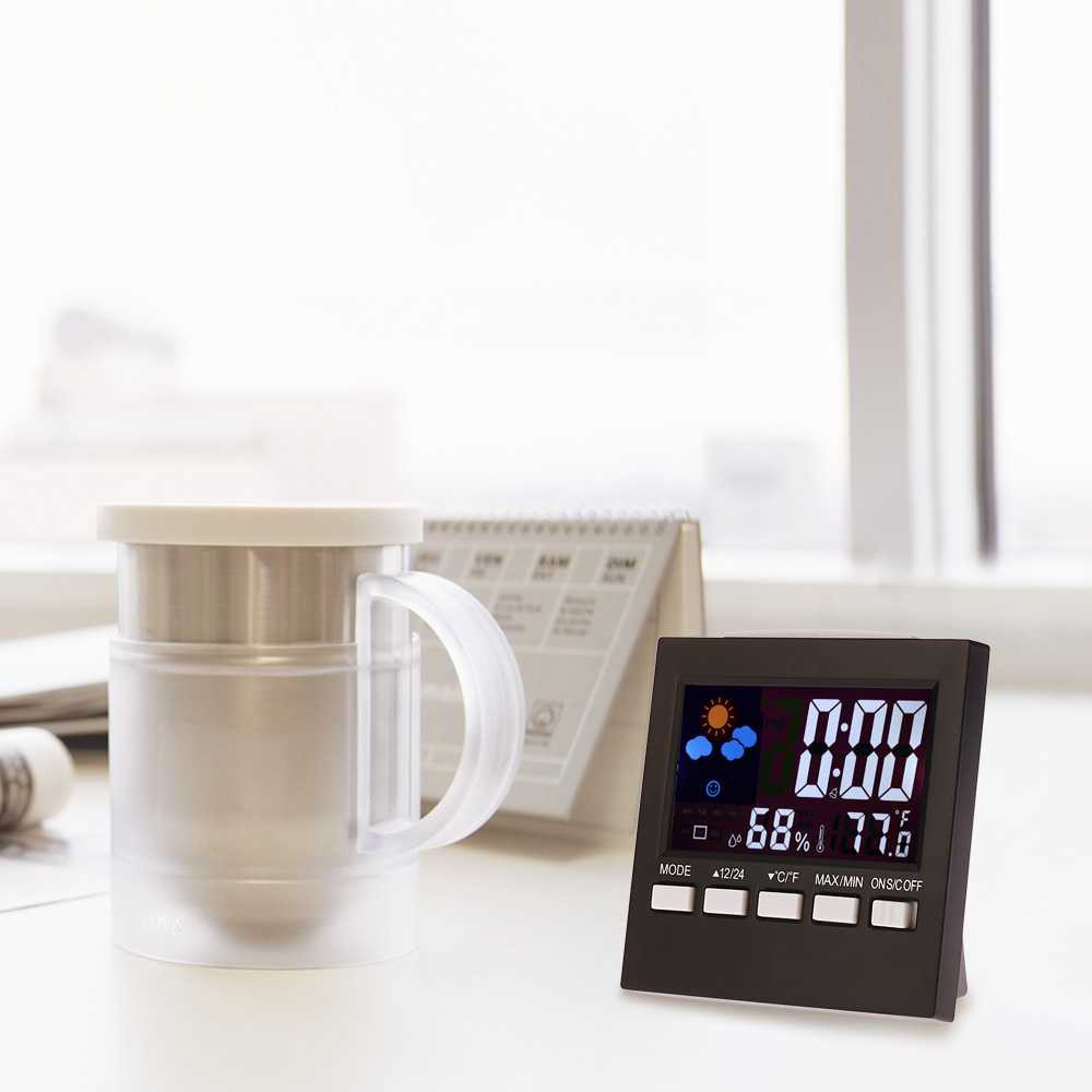 Jam Digital Alarm LED Thermometer Terbaru Hitam