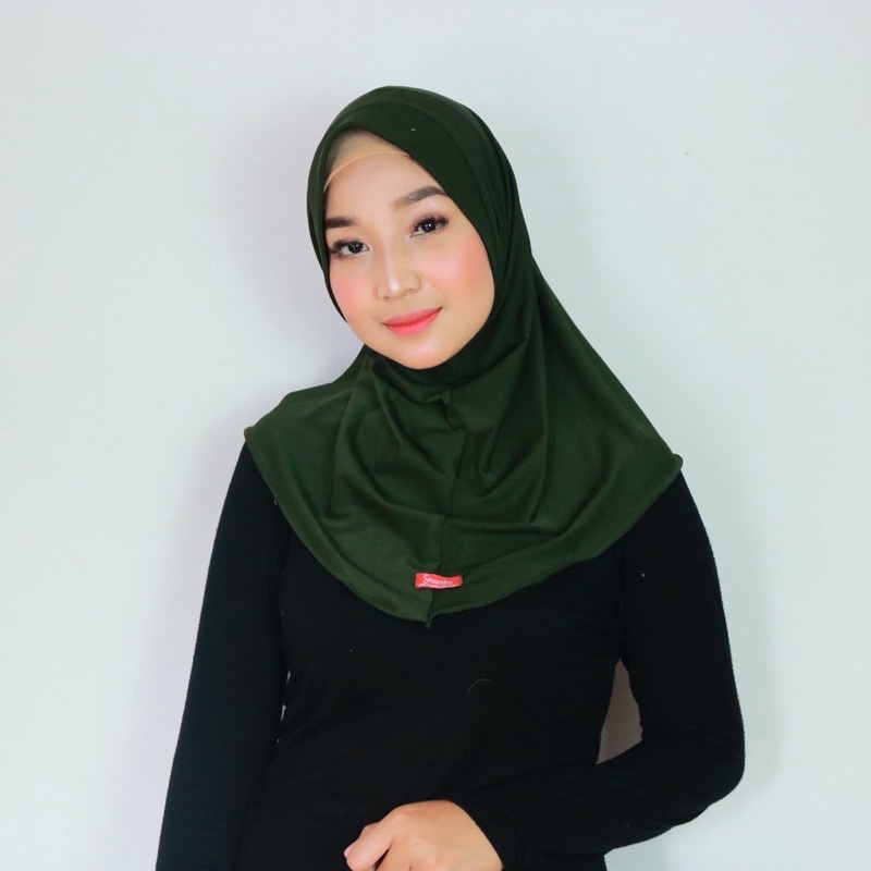 Hijab Sport/Hijab Instan jersey | Kerudung Khimar Instan Hijab Sporty pet bahan Jersey Olahraga Volly Basket Futsal By Shamira / jilbab sport / hijab sport / bergo sport / bergo menutup dada / jilbab menutup dada / hijab menutup dada sport-Army