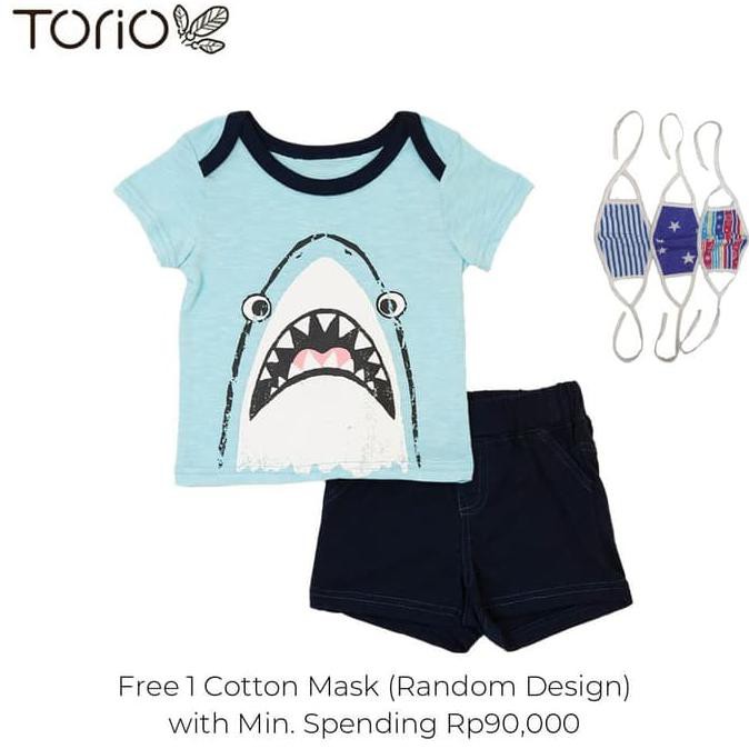 Torio Baby Shark Casual Set - Baju Setelan Bayi Laki-Laki - 3-6 Bulan