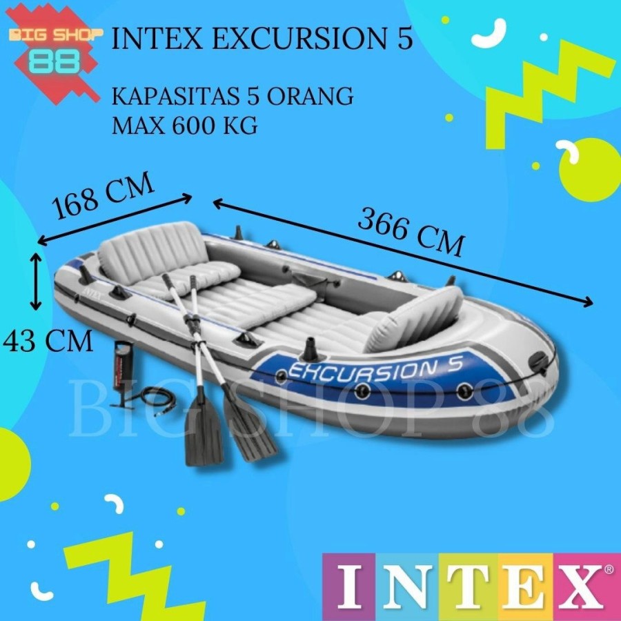 INTEX 68325 PERAHU KARET EXCURSION 5 INFLATABLE BOAT MUAT 5-6 ORANG PERAHU BANJIR PERAHU DARURAT