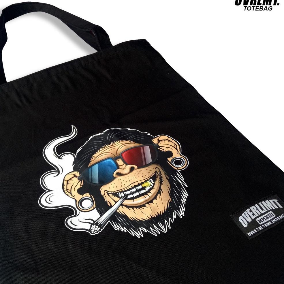 ヺ Tas Totebag OVERLIMIT MONKEY Tote Bag Resleting Serba Guna / Totbag Distro Tas Tootbag Casual Tot 