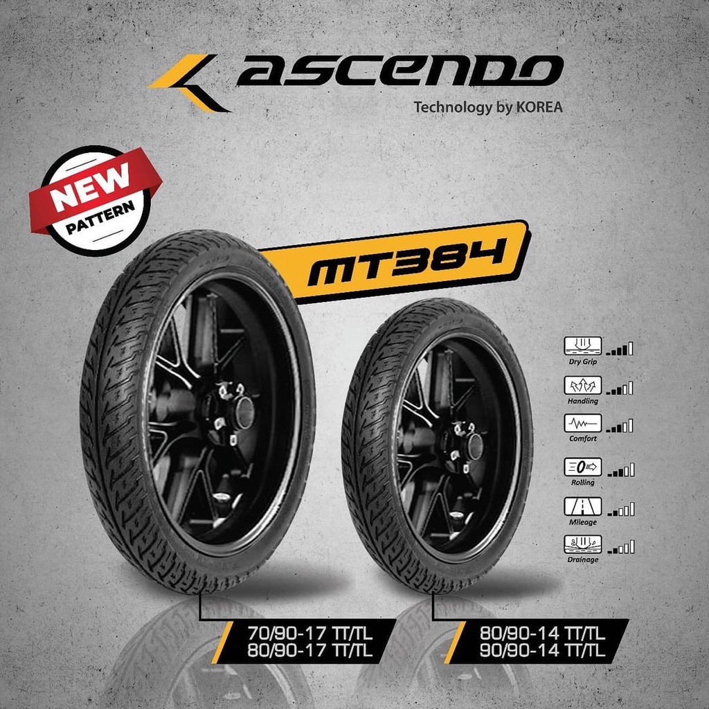 Ban Motor ASCENDO 90/90-14 MT384 ARROW BLADE Tubeless Ring 14