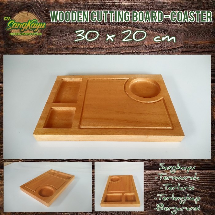 Nampan kayu jati mahoni Wooden coaster kayu talenan piring saji 004 - Kayu mahoni