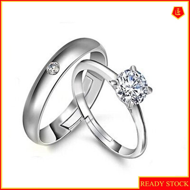 [Ready Stock]Fashion Personality Silver Moissanite Couple Rings