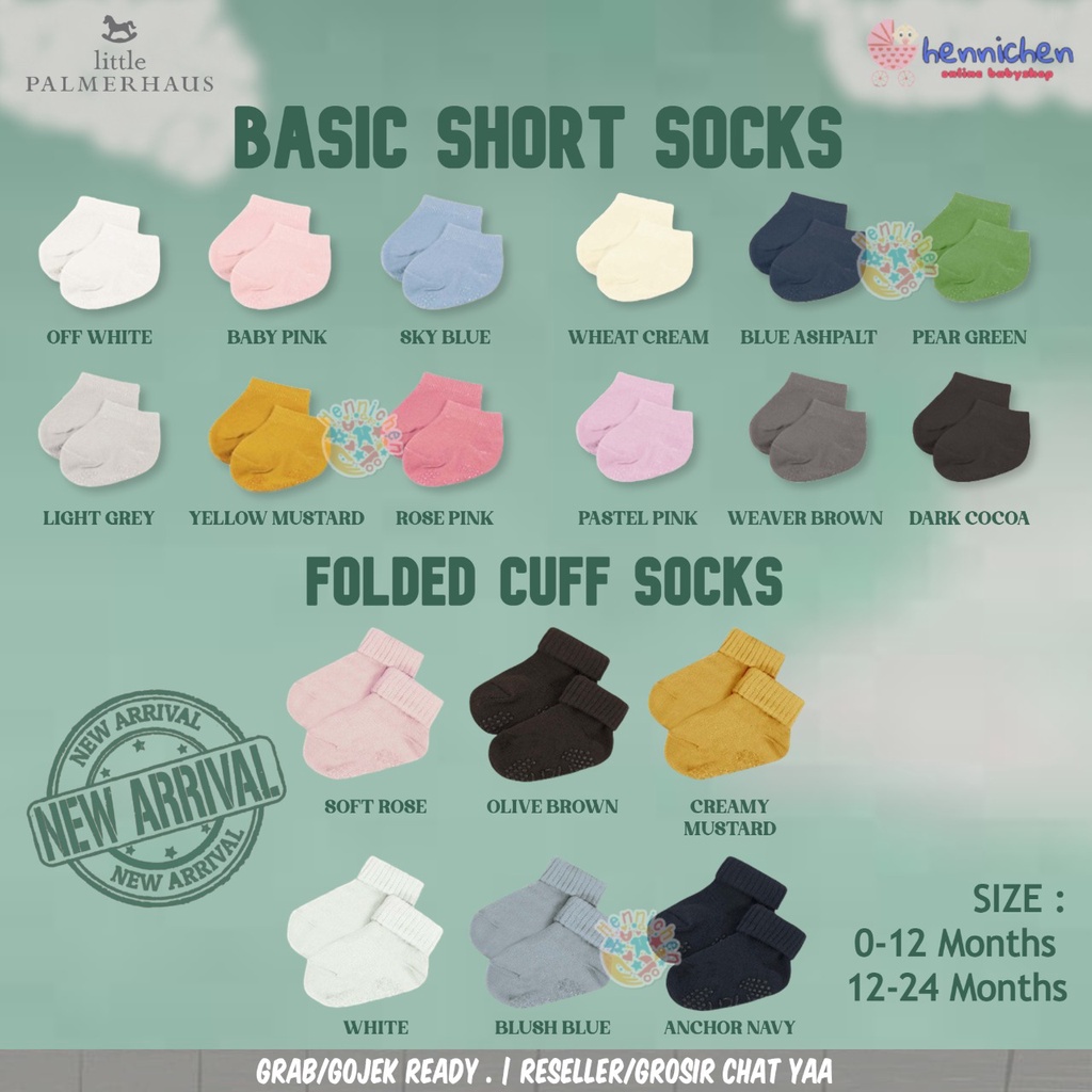 BIG SALE Little Palmerhaus - Folded Cuff Socks (Kaos Kaki Bayi) kaos kaki rajut lipat booties bayi dengan anti slip 0-24 bulan