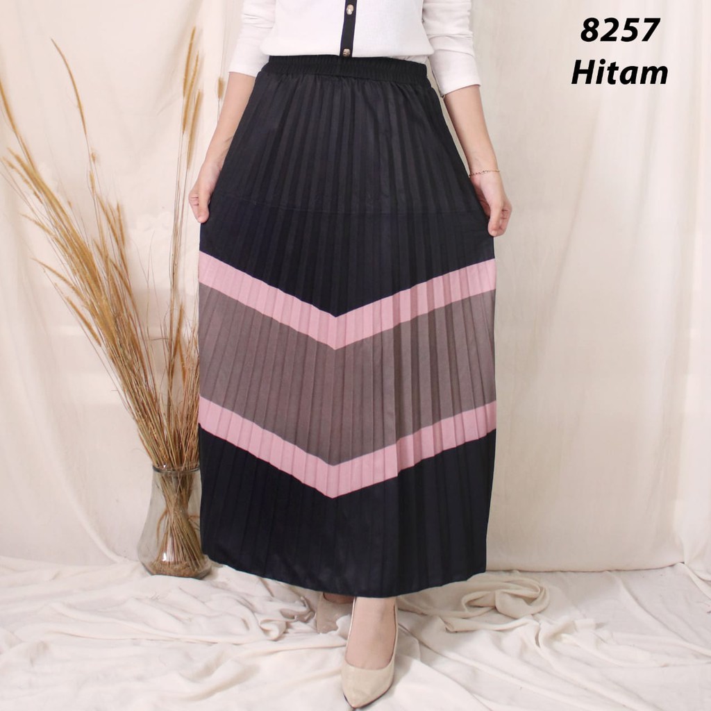 ROK PLISKET WANITA PRINTING 8257 2 PLEATS SKIRT KOMBINASI ROK PLISKET WANITA PRINTING 8257 2 PLEATS SKIRT KOMBINASI