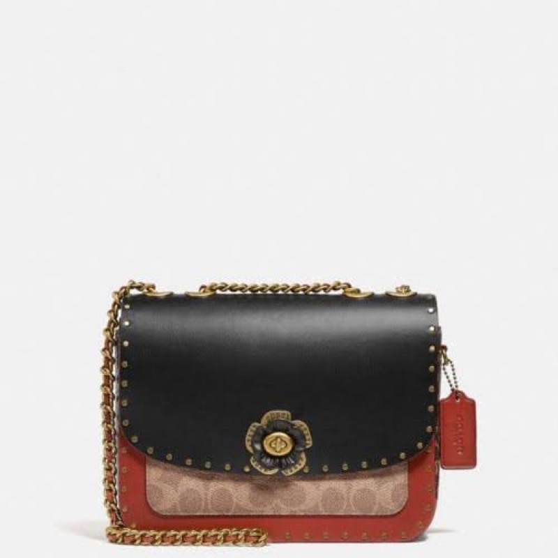 Coach Madison Shoulder Bag with Rivets in colorblock