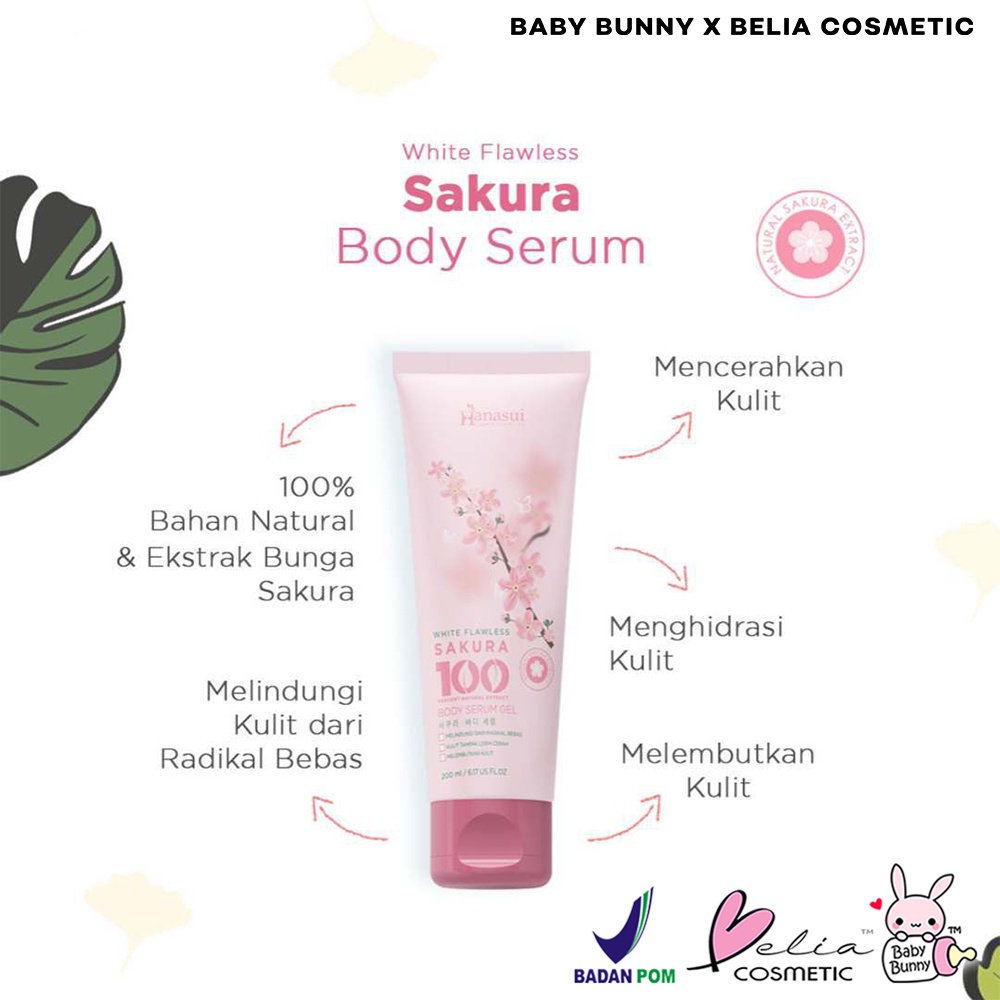 ❤ BELIA ❤ HANASUI Body Serum Gel 200 mL | Aloe Vera | Vit C | Sakura | Gel Tubuh | BPOM