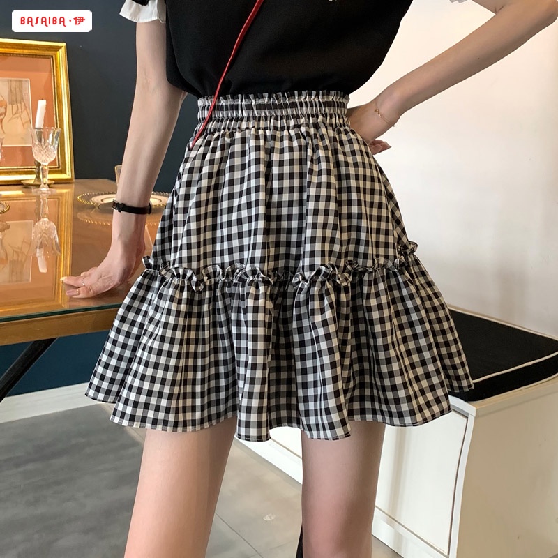 【SALE】Korean Ruffle Pleated Square Mini Skirt Rok Mini Motif Kotak Kotak Rempel 1322 (XS-XL)