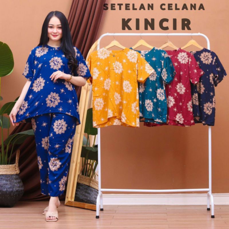 Setelan Celana Panjang 165.000 dapat 5 motif bahan rayon santung ld 100 kancing depan.