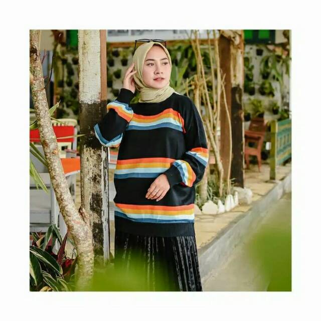 ATASAN WANITA | BAJU SANTAI WANITA | SWEATER RAINBOW | LOLI RAINBOW | RAJUT TERMURAH