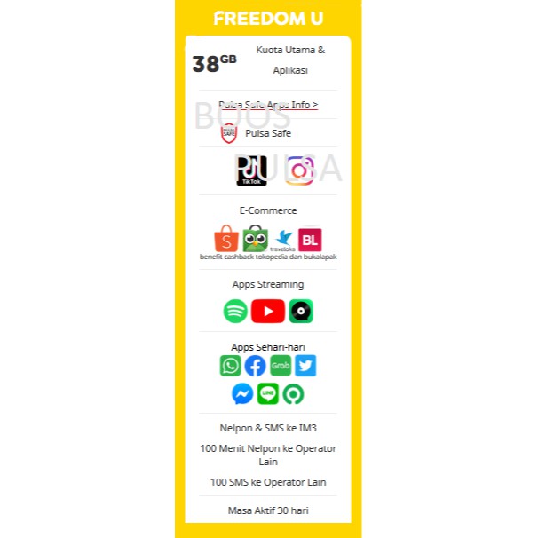 INDOSAT JUMBO UNLIMITED SEMUA ( KUOTA + APP + YOUTUBE + TLP + SMS ) BISA SEMUA KE SEMUA OPERATOR ...