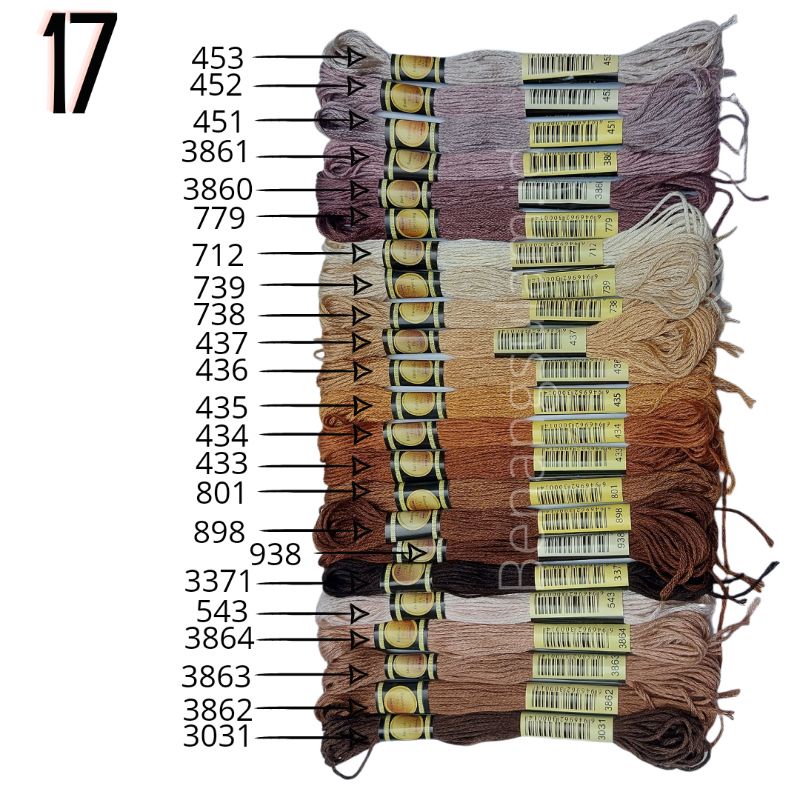 COLUMN 17 & 18. Benang sulam CXC kode mendekati DMC.