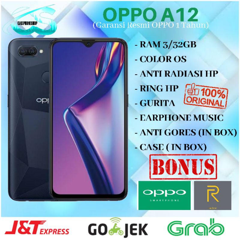 Oppo A12 Ram 3GB Rom 32GB 3/32 Garansi Resmi Oppo 1 Tahun - NEW ORIGINAL