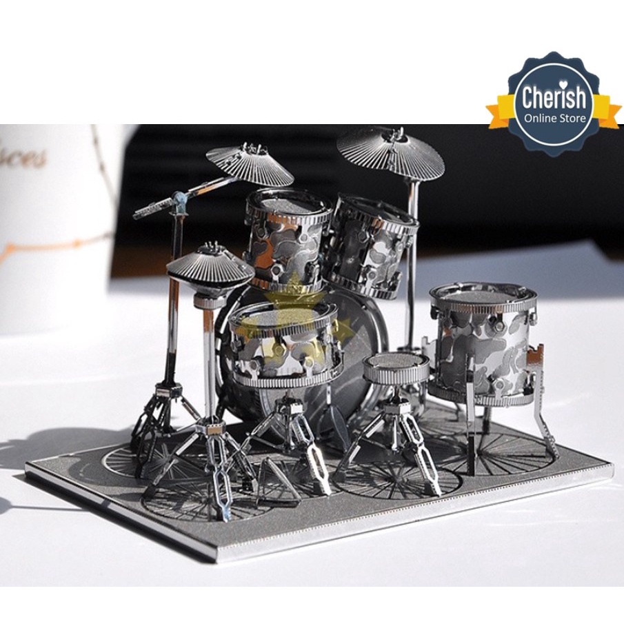 Metal Puzzle 3D SHELF DRUM Koleksi Puzzle Miniatur Alat Musik MB-090