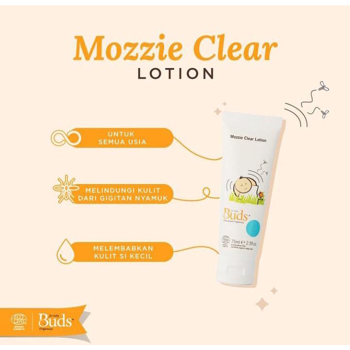 BUDS EVERYDAY ORGANICS MOZZIE CLEAR LOTION 75ML / CREAM BAYI GIGIT NYAMUK