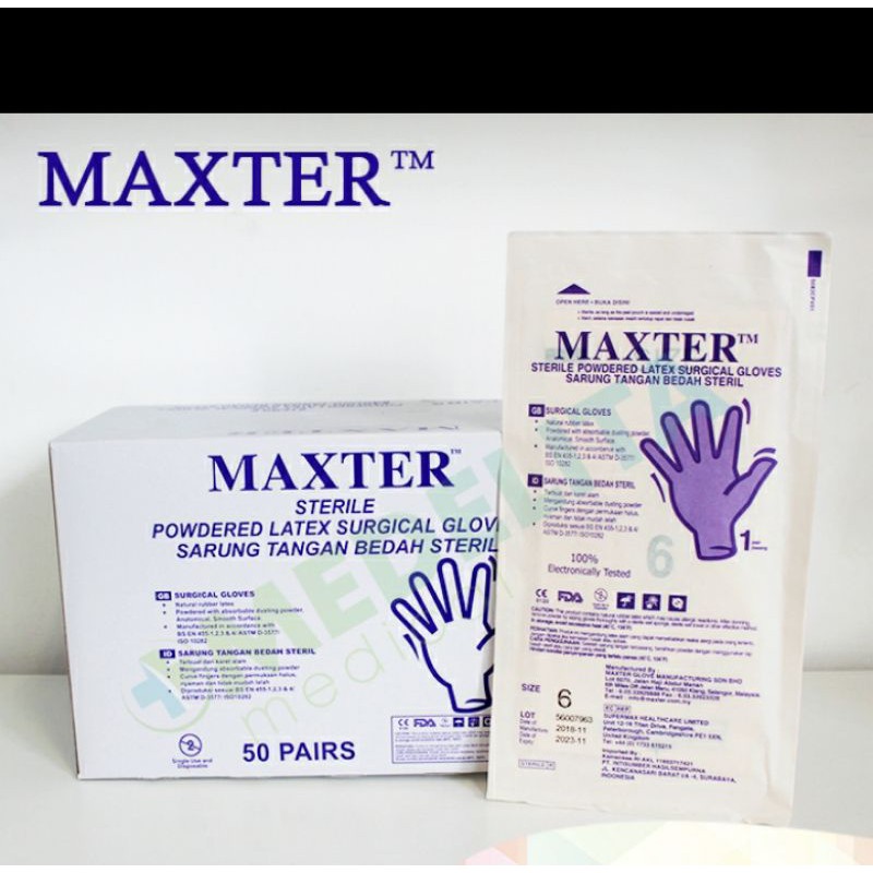 Sarung tangan bedah steril maxter 6.5/7/7.5