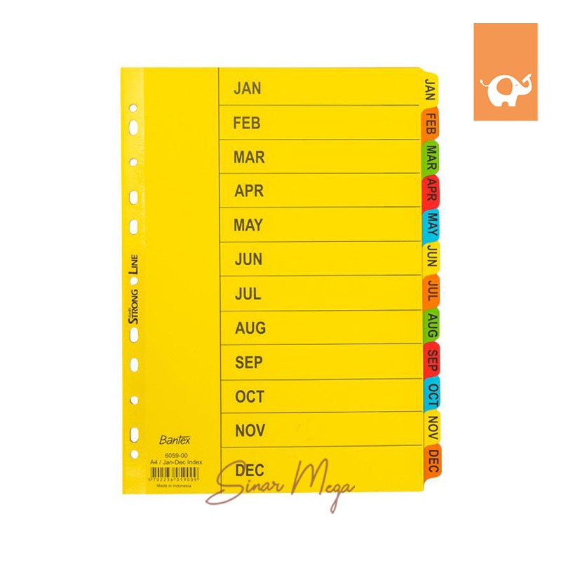 

Bantex A4 6059 00 Jan-Dec Index/ Pembatas Buku Murah