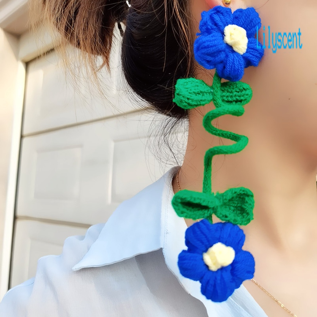 Ls 1pc Anting Tusuk Gantung Wanita Desain Bunga Spiral Warna Cerah Untuk Pesta / Liburan