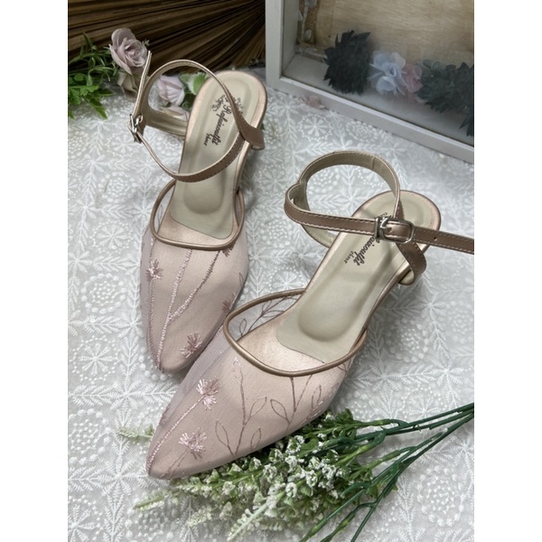 sepatu wanita finalisa rosegold tali tinggi 5cm kaca