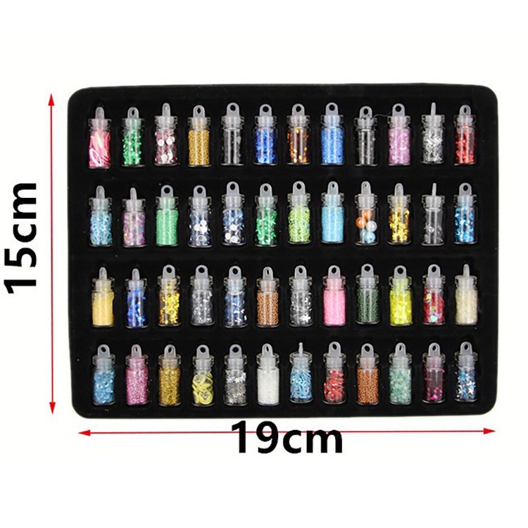 Fashion 48 Pcs/set Kuku Seni Pigmen Glitter Bubuk Set 48 Warna DIY Manikur Dekorasi