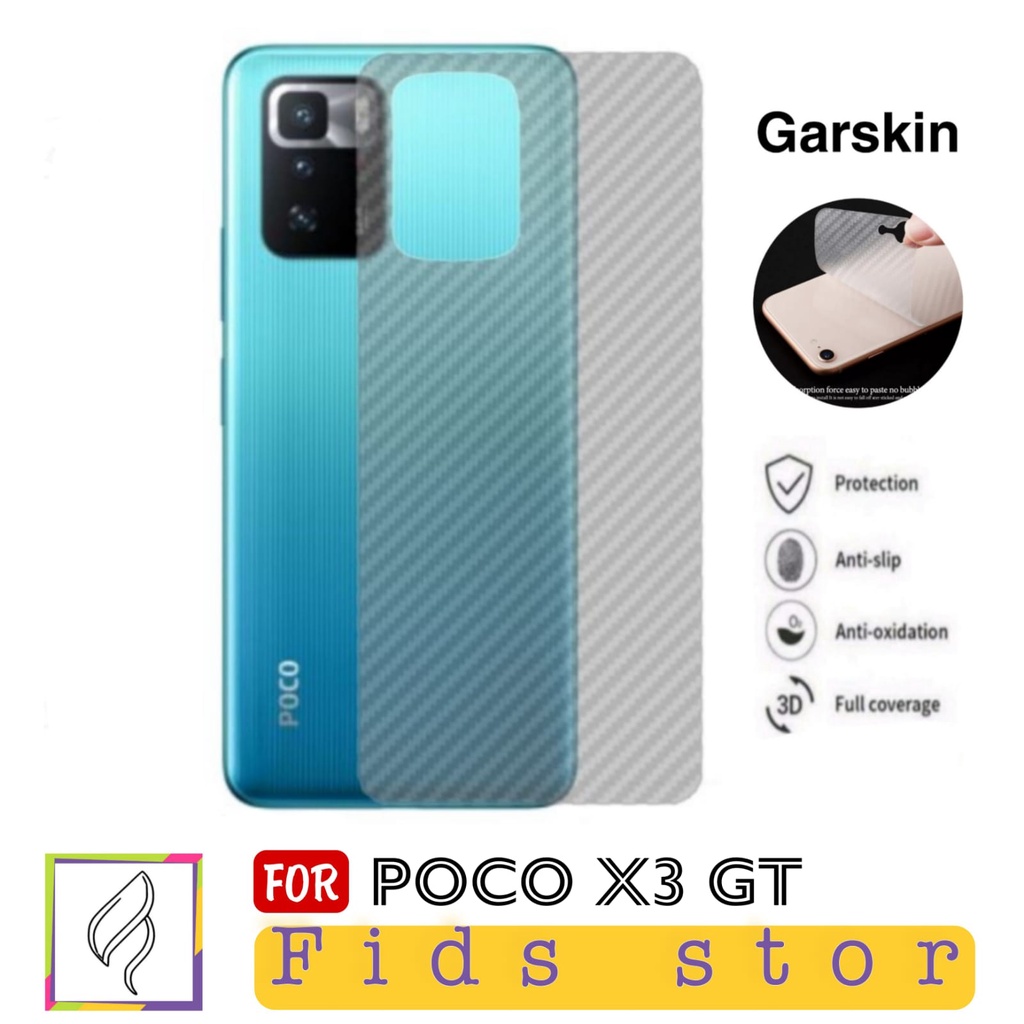 PROMO Garskin Carbon XIAOMI POCO X3 GT Anti Gores Pelindung Belakang HP Violette Design Skin Back 3D