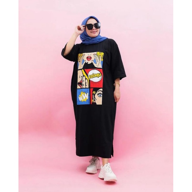 LONG TUNIK ZLQ COMBAD 20S // MIDI DRES KEKINIAN HITS TERBARU