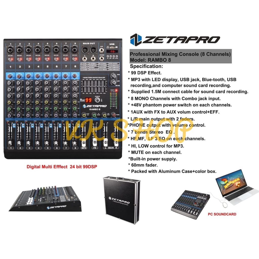 MIXER AUDIO ZETAPRO RAMBO 8 / ZETAPRO RAMBO8 ORIGINAL HARDCASE