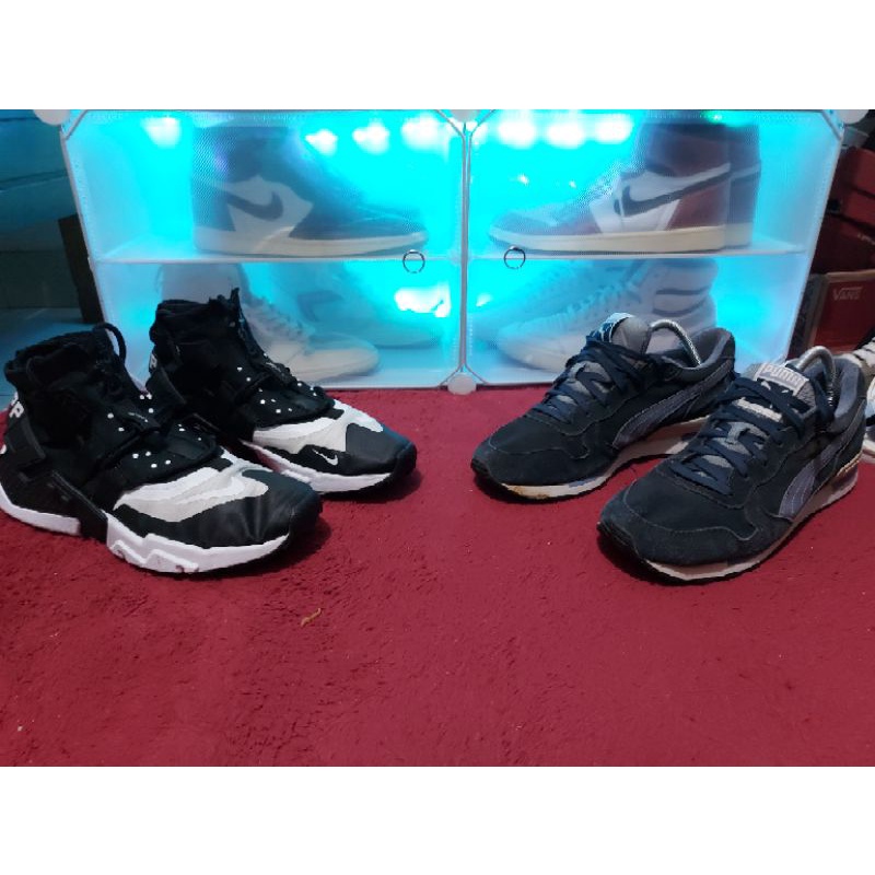 sepatu nike huarace ultragrip dan puma rx727