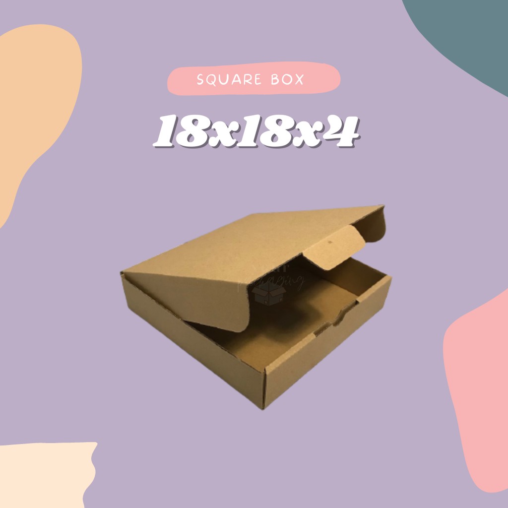 

SQUARE BOX 18x18x4 // DUS CORRUGATED DIE-CUT E-FLUTE // KARDUS KEMASAN MURAH// DUS KEMASAN DOMPET