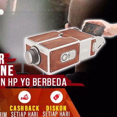 ♦ Proyektor Smartphone Portabel Cardboard 2.0 LCD Proyektor Mini Murah Carboard Handphone Proyektor 