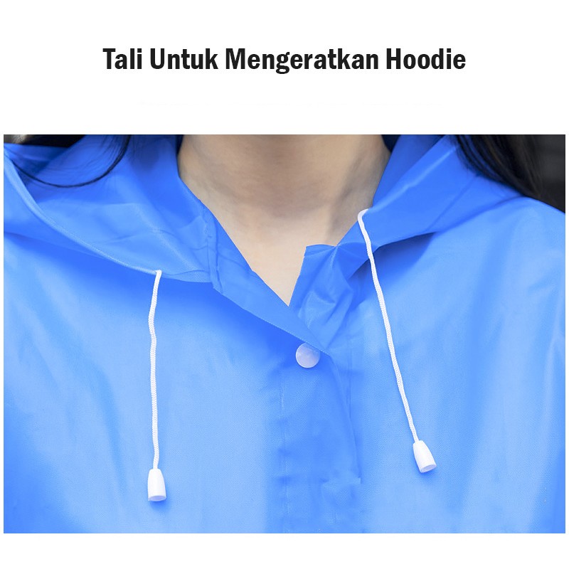 BELLA - JAS HUJAN HOODIE TERUSAN EVA PONCO DRESS RAINCOAT LENGAN PANJANG MODEL JUBAH