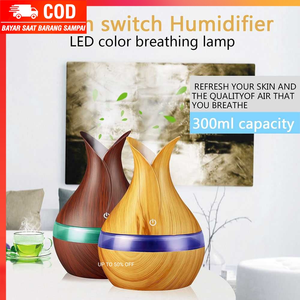 (100% BARANG ORI) JUTAOHUI Air Humidifier Aromatherapy Oil Diffuser Wood 300ml - YX-188