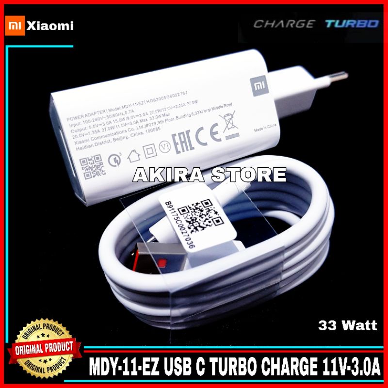 Charger Xiaomi Redmi Note 10s TURBO CHARGE ORIGINAL 100% 33 Watt Type C