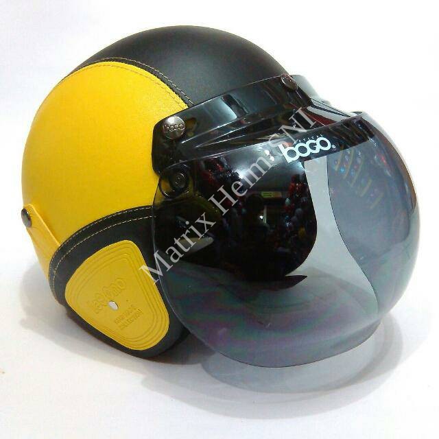 HM-2240 Helm Bogo Klasik Kuning/Vespa Retro Kulit Vade Murah