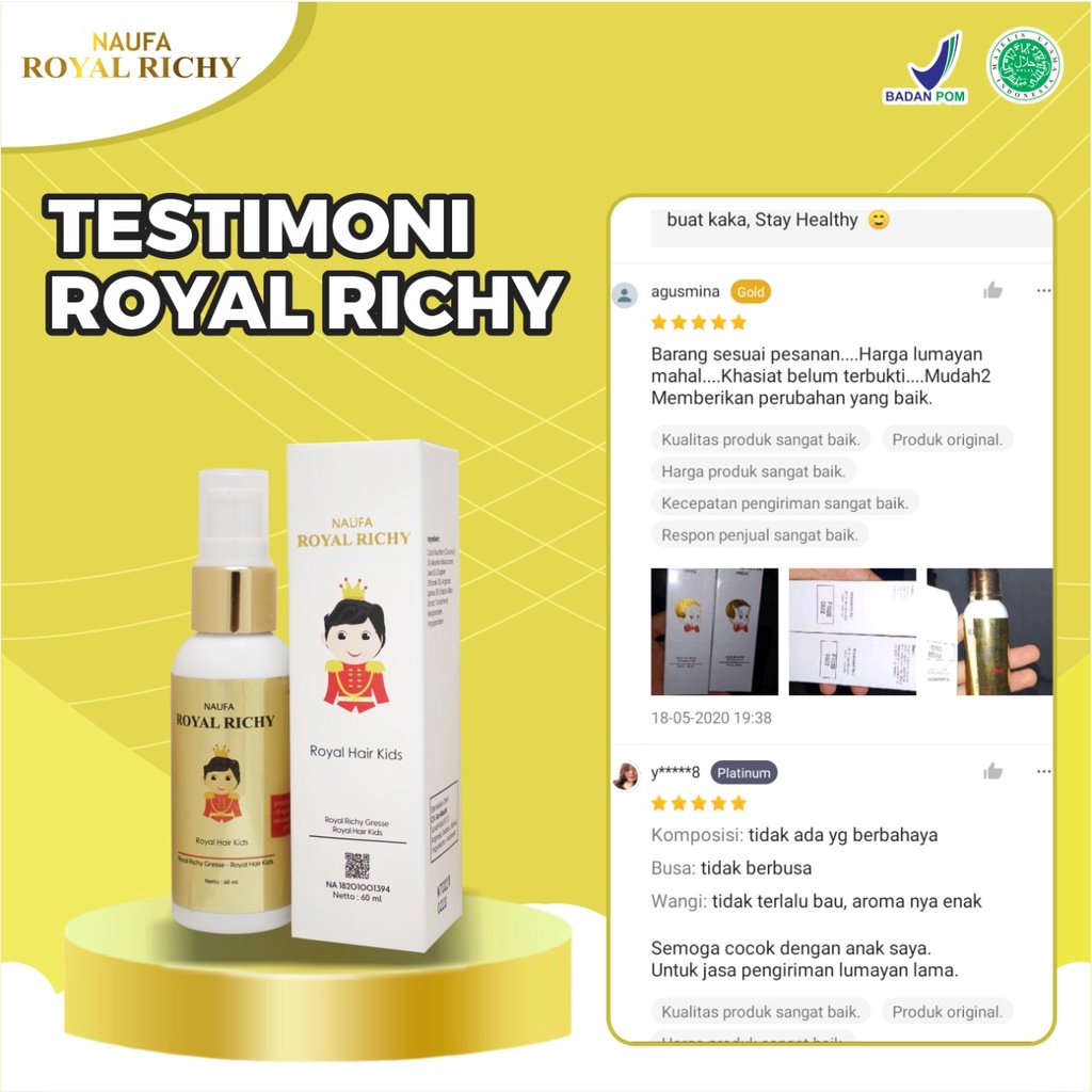 Naufa Royal Richy Serum Vitamin Penyubur &amp; Perawatan  / Penumbuh Rambut Anak Minyak Kemiri