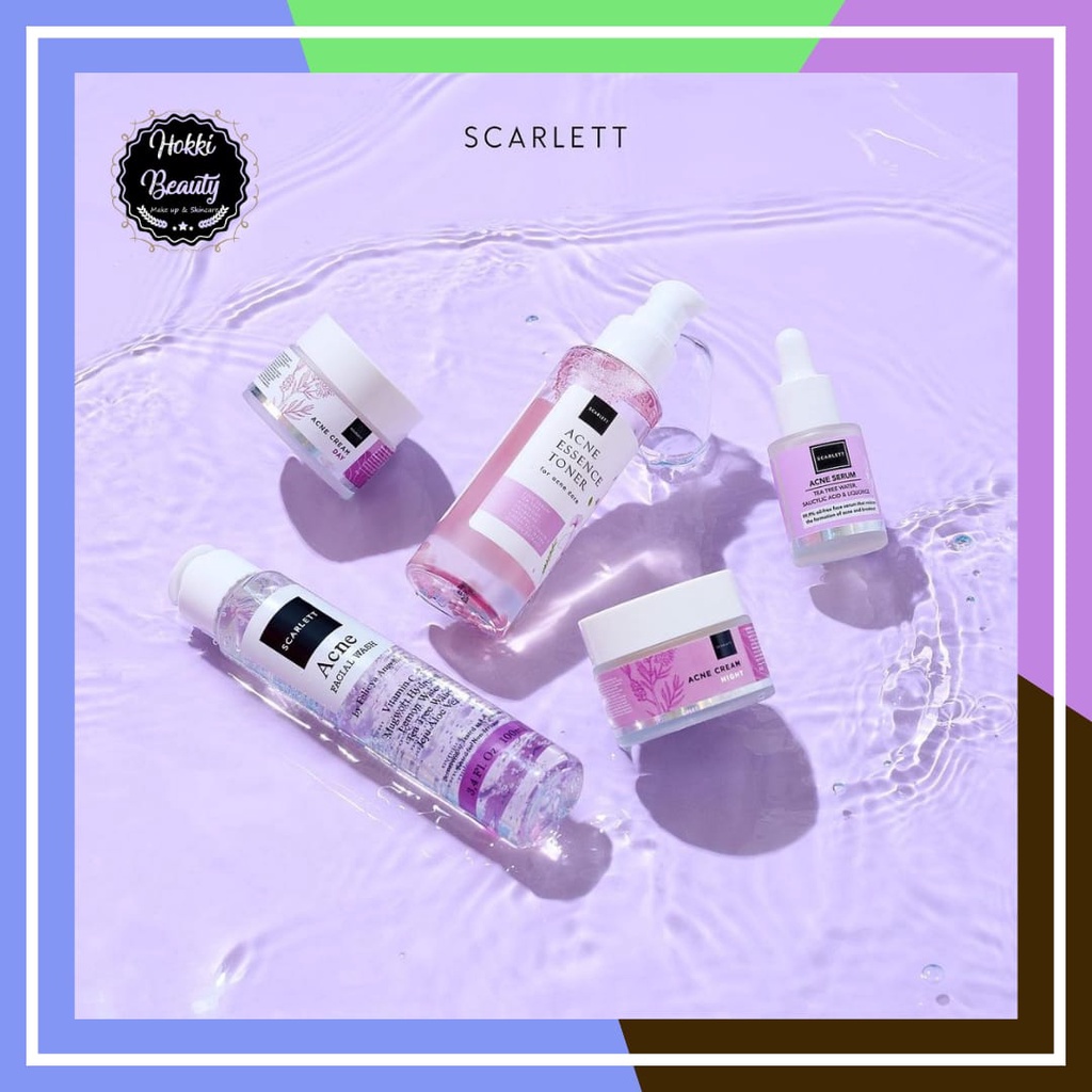 Scarlett Whitening Acne Series [Free GIFT] Treatment Paket Original BPOM Halal By Felicya Angelista (DAY CREAM - NIGHT CREAM - TONER CREAM - FACIAL WASH - SERUM)