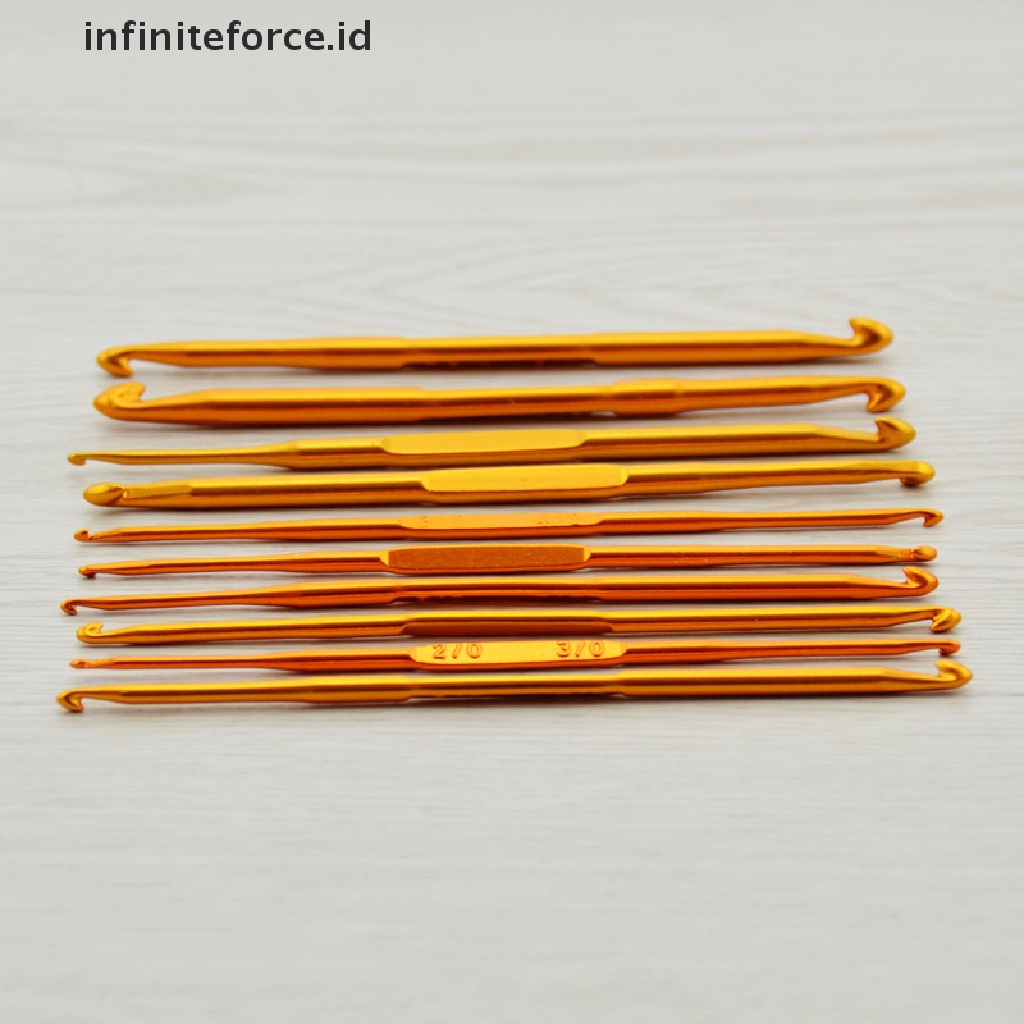 (Infiniteforce.Id) 10pcs / Set Jarum Rajut Crochet Hook Bahan Aluminum Diy