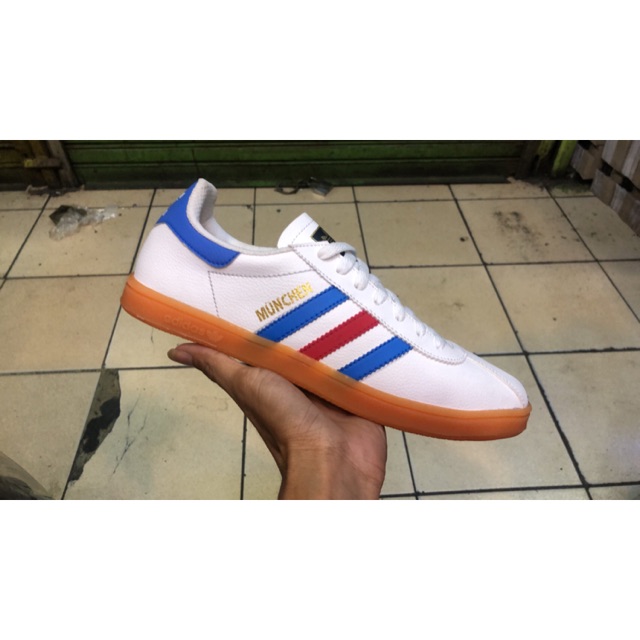 [GRATIS KAOS KAKI] DISKON SEPATU PRIA ADIDAS MUNCHEN PUTIH PRANCIS IMPORT MURAH BEST SELLER