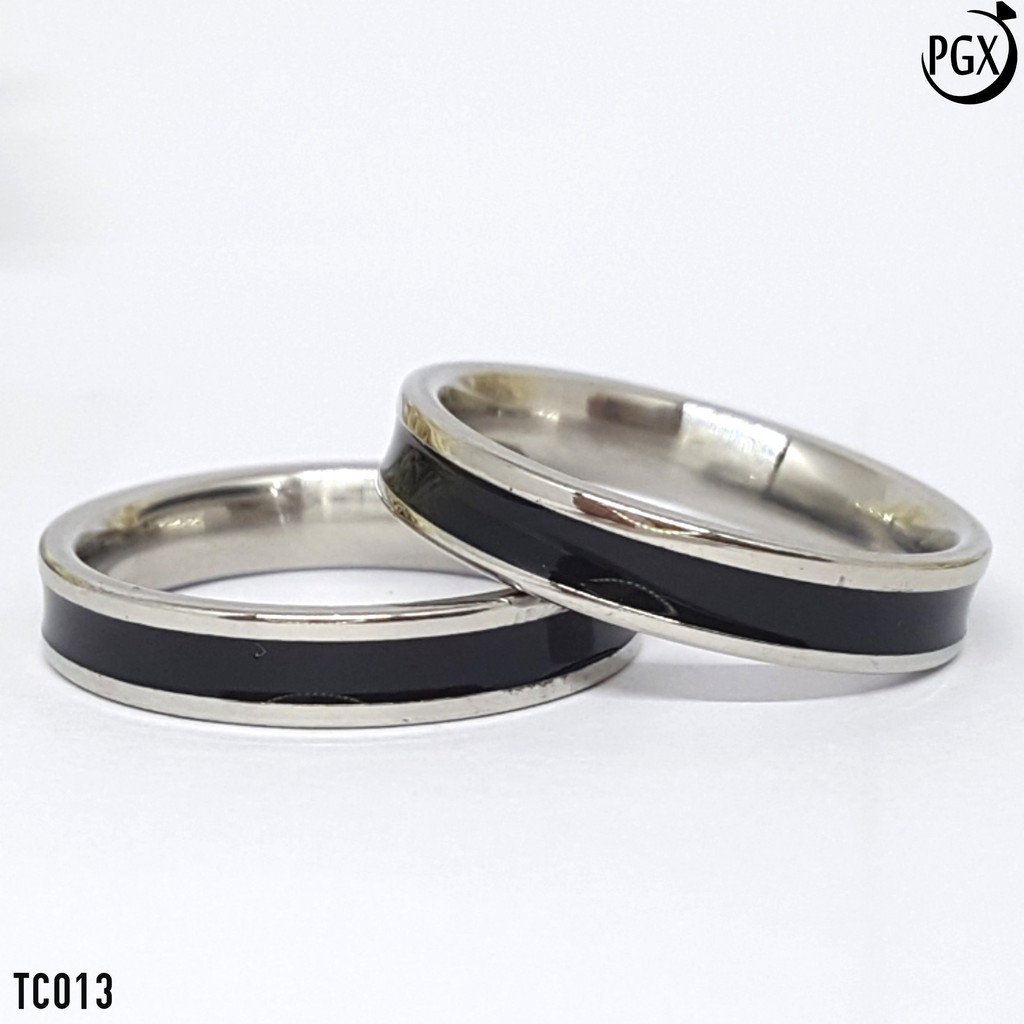 PGX Cincin Titanium Couple Silver Aksesoris Fashion Perhiasan Anti Karat - TC013