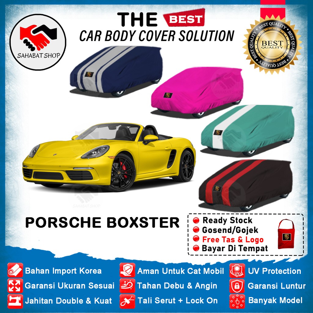 Sahabat Body Cover Mobil Boxster / Sarung Penutup Porsche Boxster Outdoor 2012 2013 2014 2015 2016 / Tutup Mantel Selimut Mantol Jas Pelindung Kerodong Kelambu Kerudung Terpal Pembungkus Sedan Boxster Anti Air Waterproof Model Biru