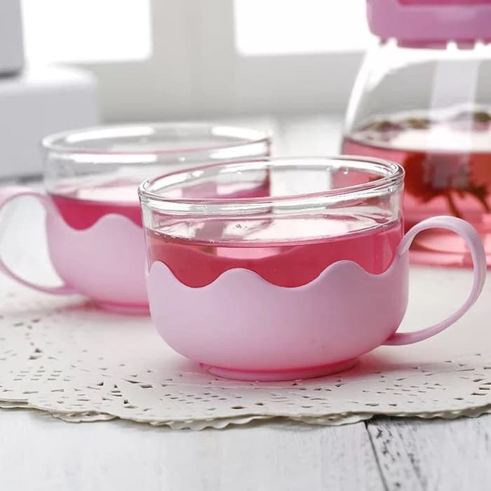 TEA POT KACA TEKO PLUS GELAS 5IN 1 MURAH