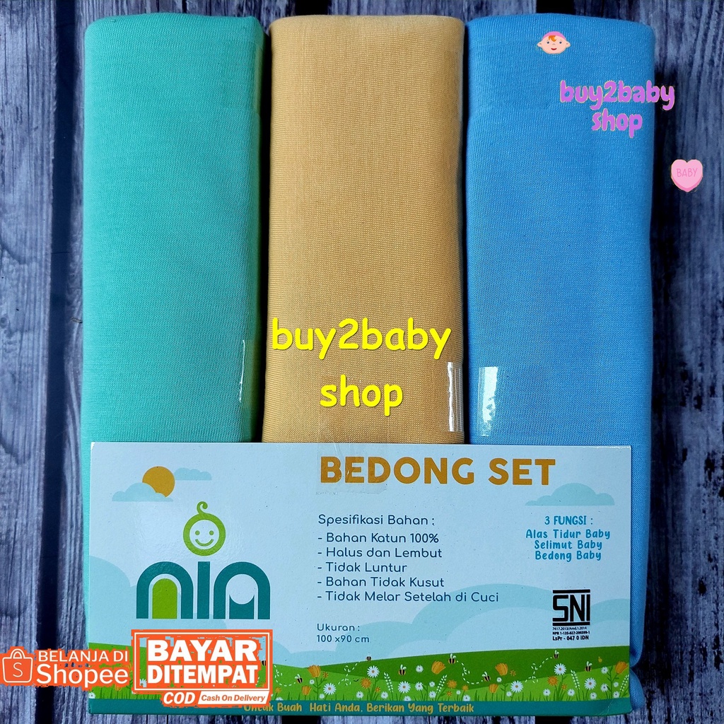 Bedong bayi warna polos bahan halus lembut NIA kemasan terbaru isi 3 PCS